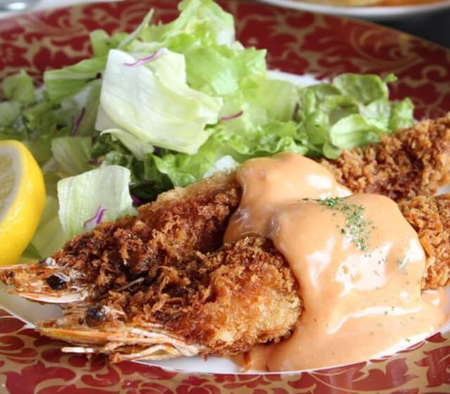 有頭エビフライ定食